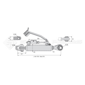 Barre de poussée hydraulique - Diam. Coté tracteur : 32 - Diam. Coté outil : 32 - Réf: SYH3PA32R3700