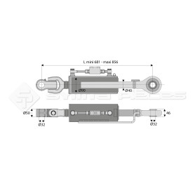 Barre de poussée hydraulique - Diam. Coté tracteur : 32 - Diam. Coté outil : 32 - Réf: SYH3PA32R3681NH