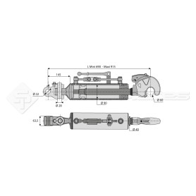 Barre de poussée hydraulique - Diam. Coté tracteur : 32 - Diam. Coté outil : Crochet cat 3 - Réf : DA22375 - Ref: SYH3PA32C3690N