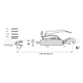 Barre de poussée hydraulique - Marque: WALTERSCHEID - Diam. Coté outil : Crochet cat 4 - Réf: TRE205132