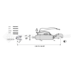 Barre de poussée hydraulique - Marque: WALTERSCHEID - Diam. Coté outil : Crochet cat 4 - Réf: TRE205131