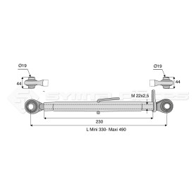 Barre de poussée mécanique - Diam. Coté tracteur : 19 - Diam. Coté outil : 19 - Réf: SY3P0010
