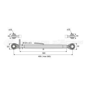 Barre de poussée mécanique - Diam. Coté tracteur : 19 - Diam. Coté outil : 19 - Réf: SY3P0030
