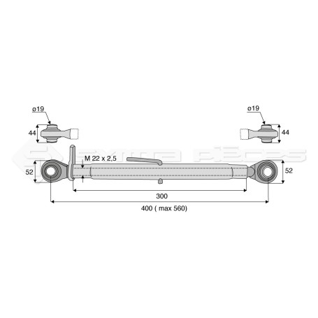 Barre de poussée mécanique - Diam. Coté tracteur : 19 - Diam. Coté outil : 19 - Réf: SY3P0030