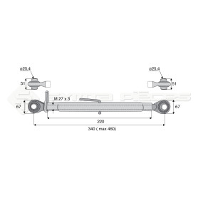 Barre de poussée mécanique - Diam. Coté tracteur : 25.4 - Diam. Coté outil : 25.4 - Réf: SY3P0115