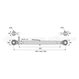 Barre de poussée mécanique - Diam. Coté tracteur : 19 - Diam. Coté outil : 19 - Réf: SY3P0085