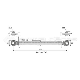 Barre de poussée mécanique - Diam. Coté tracteur : 19 - Diam. Coté outil : 19 - Réf: SY3P0090
