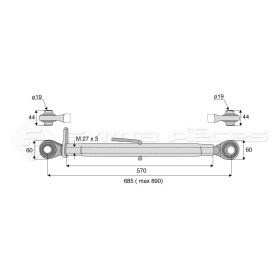 Barre de poussée mécanique - Diam. Coté tracteur : 19 - Diam. Coté outil : 19 - Réf: SY3P0100