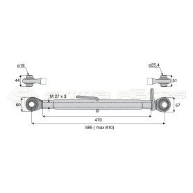 Barre de poussée mécanique - Diam. Coté tracteur : 19 - Diam. Coté outil : 25.4 - Réf: SY3P0110