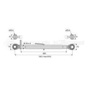 Barre de poussée mécanique - Diam. Coté tracteur : 25.4 - Diam. Coté outil : 25.4 - Réf: SY3P0180