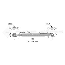 Barre de poussée mécanique - Diam. Coté tracteur : 25.4 - Diam. Coté outil : 25.4 - Réf: SY2PR2R2420