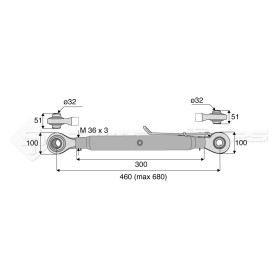 Barre de poussée mécanique - Diam. Coté tracteur : 32 - Diam. Coté outil : 32 - Réf: SY3PR3R3300