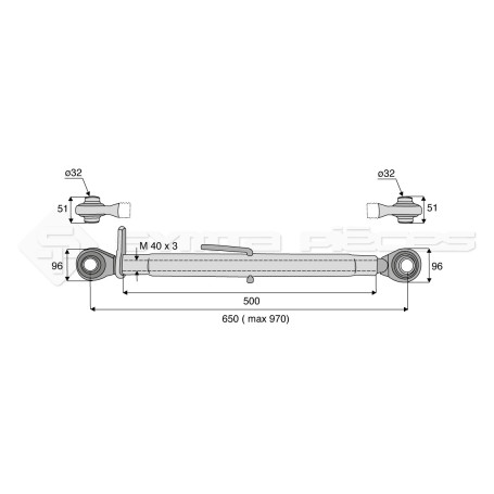 Barre de poussée mécanique - Diam. Coté tracteur : 32 - Diam. Coté outil : 32 - Réf: SY3P0228