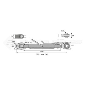 Barre de poussée mécanique - Diam. Coté tracteur : 32 - Diam. Coté outil : 32 - Réf: SY3PA32R3400