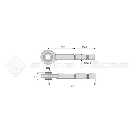 Tirant - rotule - Marque: JOHN DEERE - Réf: SYTFR3DJD