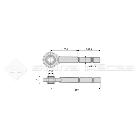 Tirant - rotule - Marque: JOHN DEERE - Réf: SYTFR3GJD