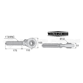 Tirant - rotule - Marque: WALTERSCHEID - Réf: TRE201540