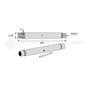 Tube de barre de poussée - Longueur : 400  - Réf : DA22619 - Ref: SYM2P4003035