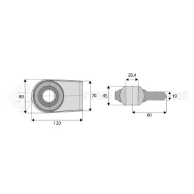 Rotule à souder droite - Longueur : 80  - Réf: SYSR0574