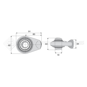 Rotule  base ronde plane - Longueur : 60  - Réf: SYSR0710