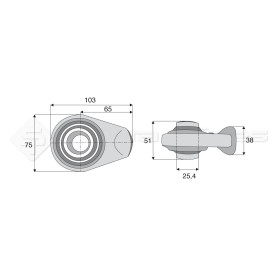 Rotule  base ronde plane - Longueur : 65  - Réf: SYSR0740