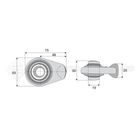 Rotule  base ronde plane - Longueur : 48  - Réf: SYSR0694