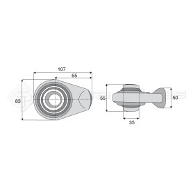 Rotule  base ronde plane - Longueur : 65  - Réf: SYSR0815