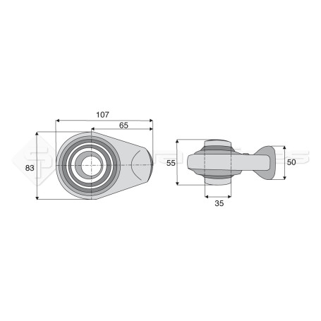 Rotule  base ronde plane - Longueur : 65  - Réf: SYSR0815
