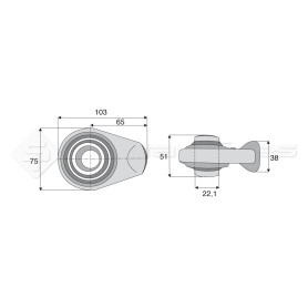 Rotule  base ronde plane - Longueur : 65  - Réf: SYSR0730