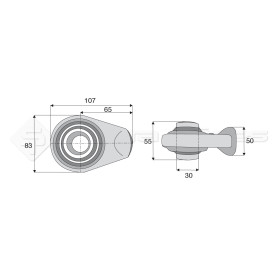 Rotule  base ronde plane - Longueur : 65  - Réf: SYSR0810