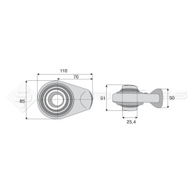 Rotule  base ronde plane - Longueur : 70  - Réf: SYSR0760