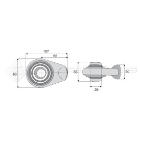 Rotule  base ronde plane - Longueur : 65  - Réf: SYSR0800