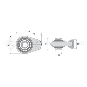 Rotule  base ronde plane - Longueur : 70  - Réf: SYSR0780