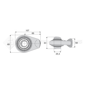 Rotule  base ronde plane - Longueur : 65  - Réf: SYSR0750