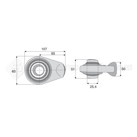 Rotule  base ronde plane - Longueur : 65  - Réf: SYSR0750