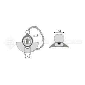 Rotule pour crochet inférieur avec cone guidage - Alesage : 37.5 - Réf : DA22991 - Ref: SYCR099217