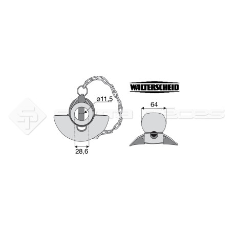 Rotule pour crochet inférieur avec cone guidage - Marque: WALTERSCHEID - Alesage : 28.6 - Réf: TRE099035